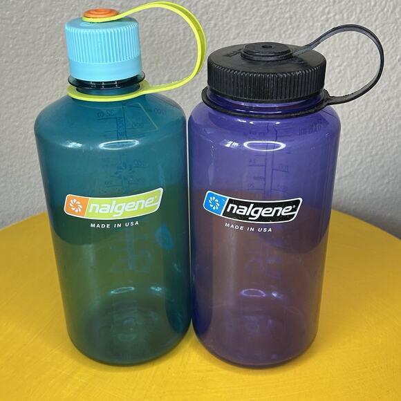 2 Pack Nalgene Wide Mouth 32 oz. Water Water Narrow Mouth Purple Blue - Picture 1 of 11